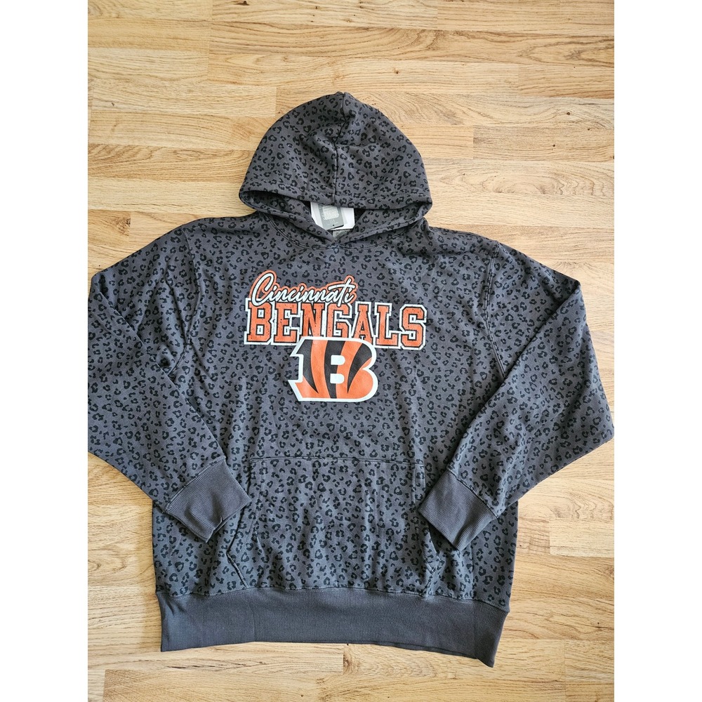 Cincinnati Bengals Gameday Couture Hoodie Sweatshirt Black Cheetah Print Size XL